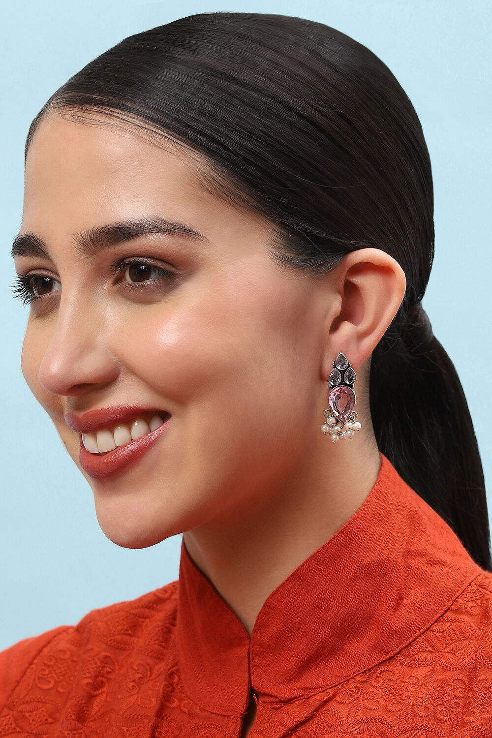 Light Pink Brass Earrings image number 1