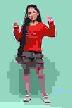 Blue Polyester Printed Short Skirt image number 0