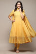 Yellow Voile Anarkali Kurta Churidar Suit Set