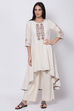 Off White Cotton Flax A-Line Kurta image number 0