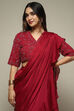 Dusty Pink Pre-Draped Nylon Saree With A Stitched Blouse image number 1