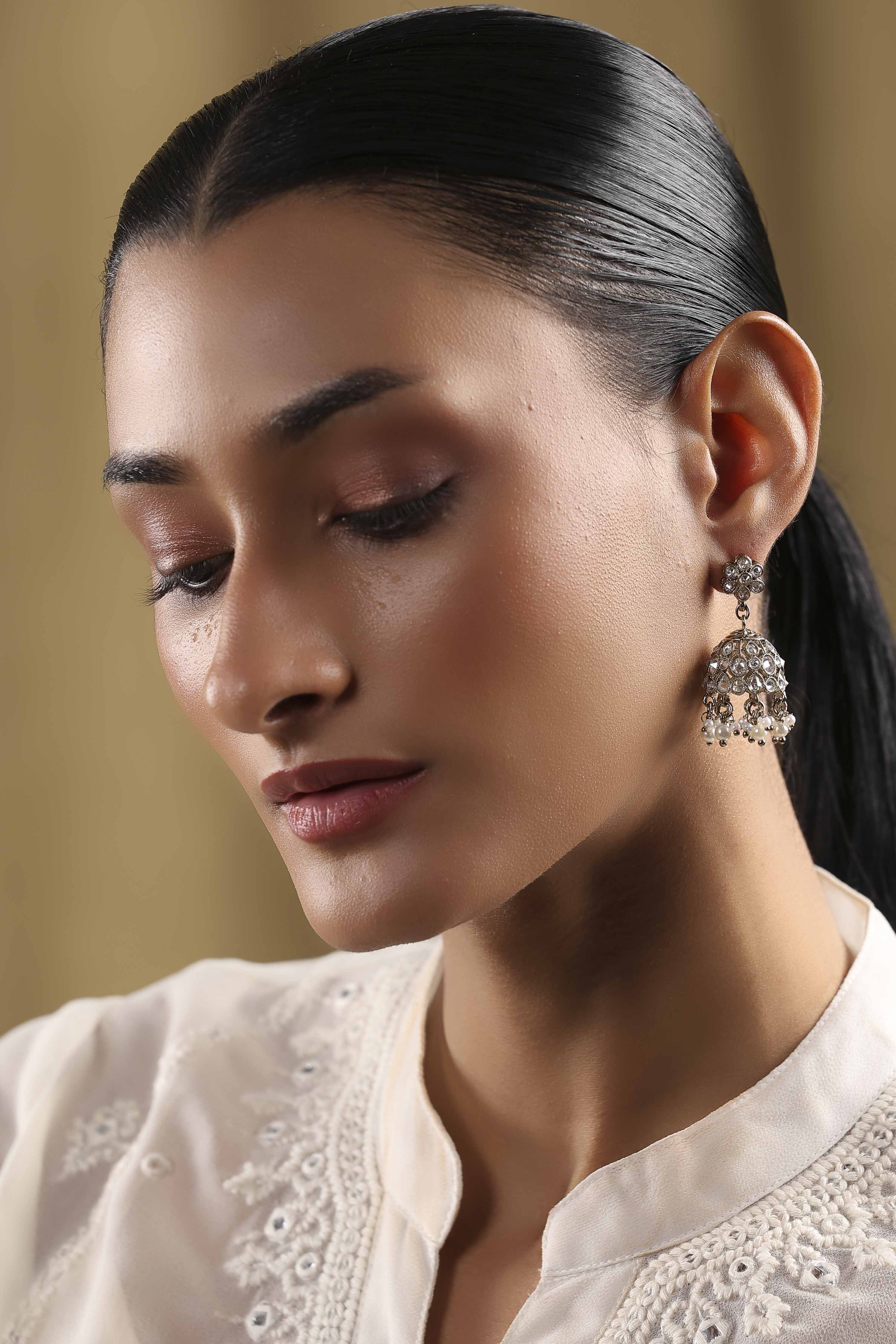 White Alloy Jhumka image number 3