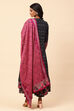 Black Cotton Double Layered Suit Set With Reversible Dupatta image number 9