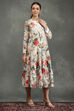 Rohit Bal Ivory Silk Chanderi Floral Front-Open Dress image number 4