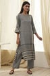 Black and Beige Printed Straight Kurta Set image number 6