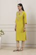 Lime Viscose Blend Straight Kurta image number 2