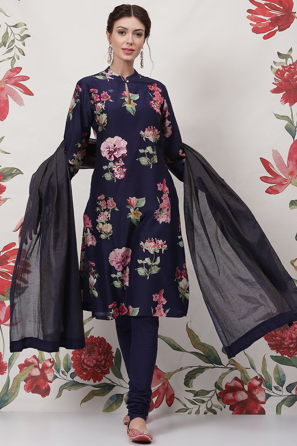 Rohit Bal Off White Cotton Silk Straight Printed Suit Set image number 7