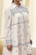 Off-White and Blue Cotton Floral Tiered Dress image number 1