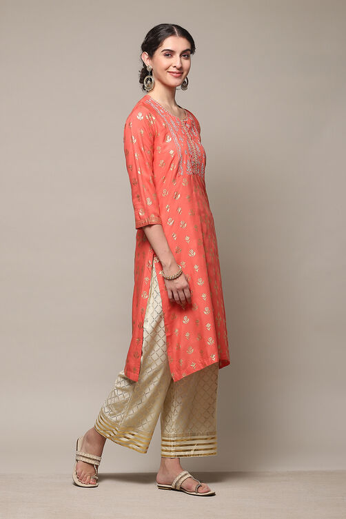 Navy Blue Rayon Straight Kurta Pants Set image number 5