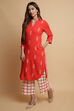 Terracotta Rayon Straight Kurta Pants Set image number 5