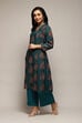 Pink Poly Chanderi A-Line Printed Kurta Palazzo Suit Set image number 3