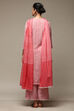 Red Cotton Blend Straight Kurta Palazzo Suit Set image number 4