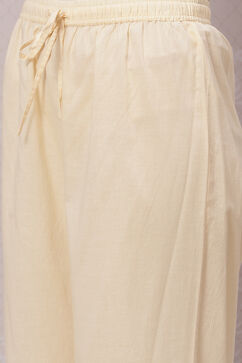 Cream Cotton Flared Kurta Set image number 2