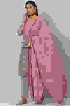 Grey Cotton Straight Kurta Pant Suit Set image number 7