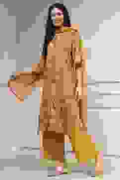 Mustard Yellow Printed Straight Suit Set image number 3