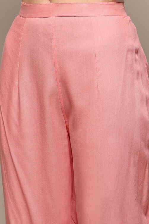 Green and Pink Cotton Blend Unstitched Suit Set image number 3