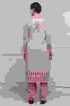 Beige Blended Printed Straight Kurta Pants Set image number 4