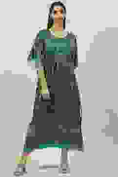 Forest Green Art Silk Printed Nightwear image number 0