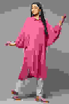 Pink Rayon Straight Printed Kurta image number 3