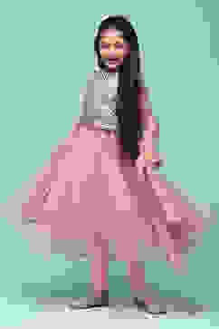 Onion Pink Nylon Flared Printed Suit Set image number 7