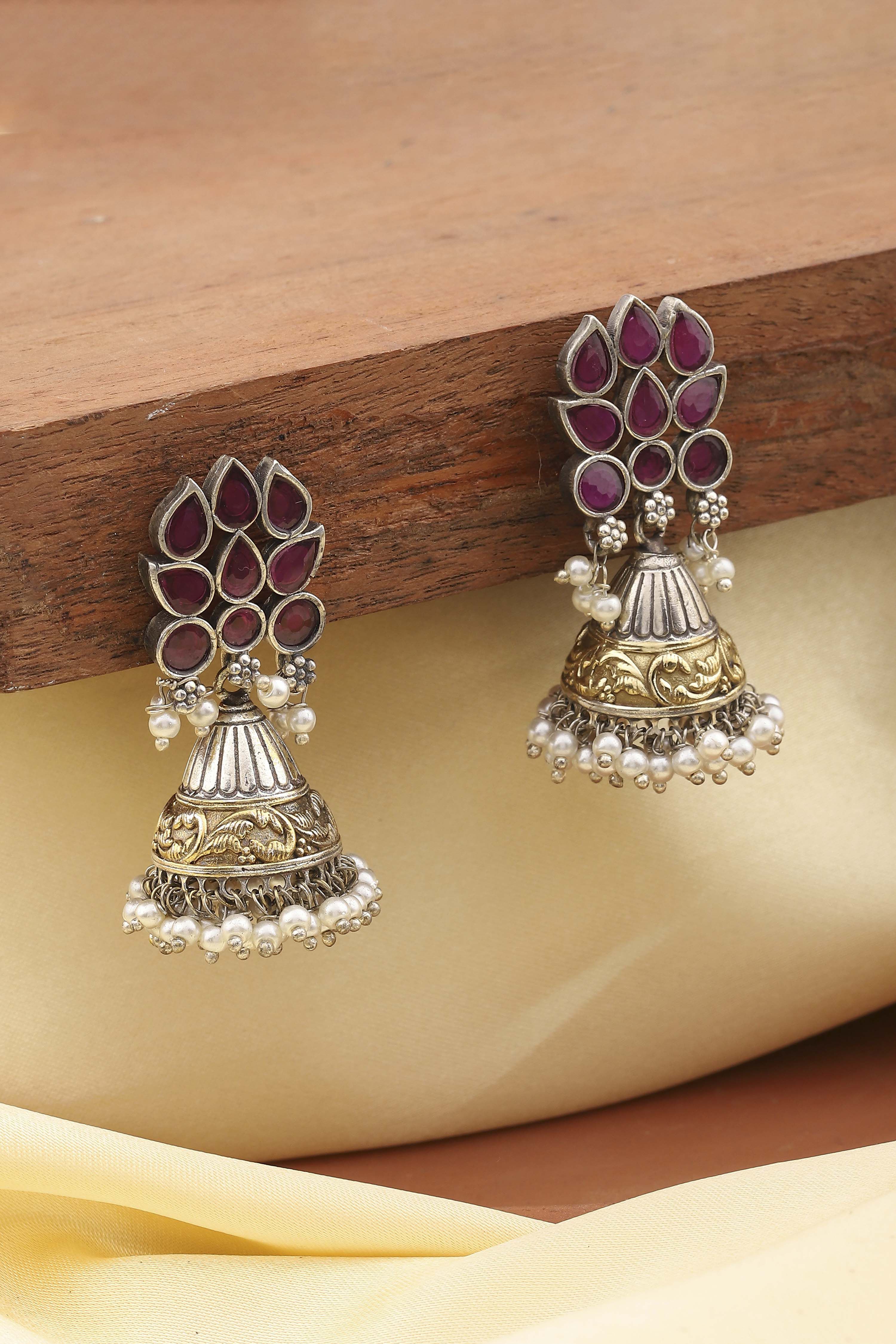 biba Dark Pink Brass JhumkaDark Pink Brass Jhumka-picture-219