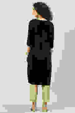 Green Velvet Straight Printed Kurta image number 4