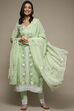 Green Organza Lace Unstitched Suit Set image number 1
