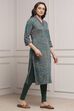 Emerald Green Cotton Blend Yarndyed Straight Kurta image number 4