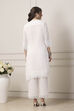 White Cotton Lace Embroidered Straight Suit Set image number 4
