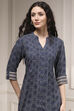 Blue Viscose Rayon Relaxed Printed Kurta image number 1