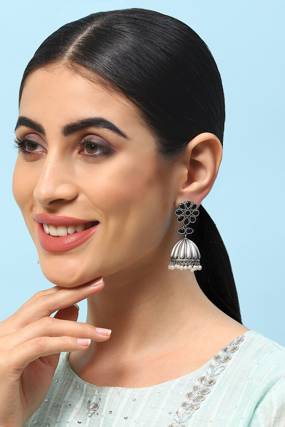 Oxidised Black Brass Earrings image number 3