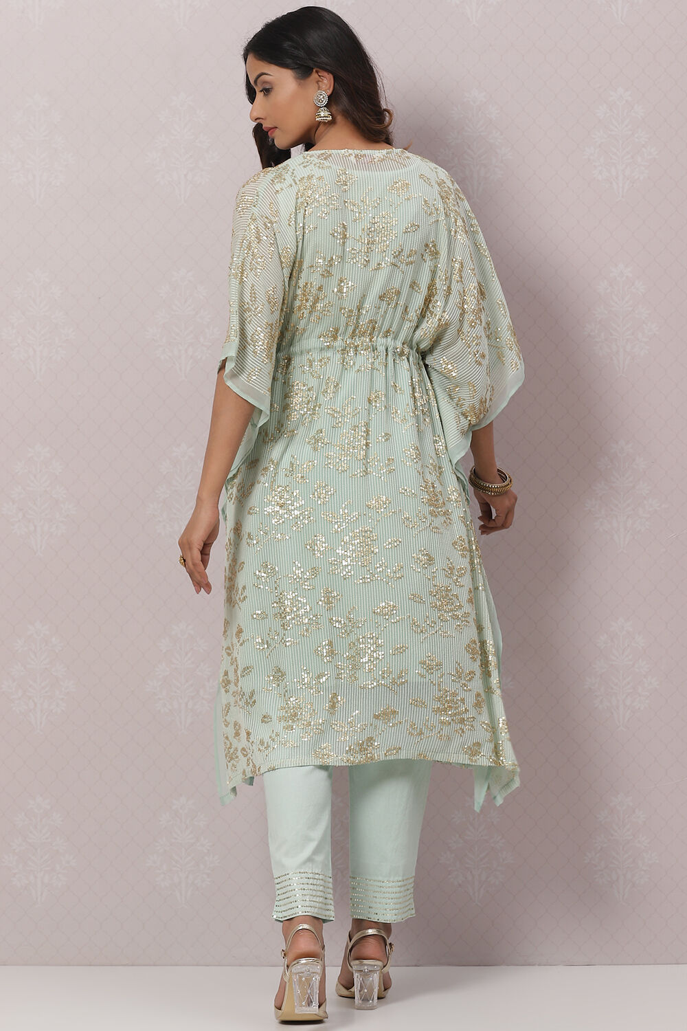 Blush Pink Poly Cotton Kaftan Set image number 4