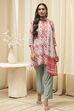 Off White Art Silk Straight Kurta Pant Suit Set image number 0