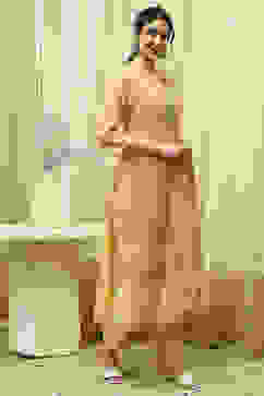 Mustard Chanderi Jamdani Unstitched Suit Set image number 6