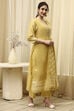 Mustard Chanderi Jamdani Unstitched Suit Set image number 6