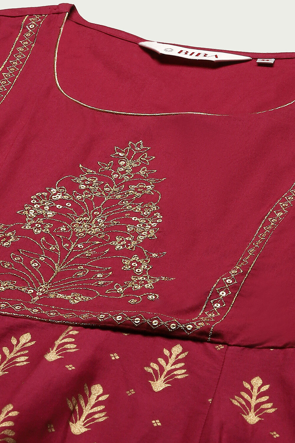 Wine Cotton Printed Short Kurti image number 1