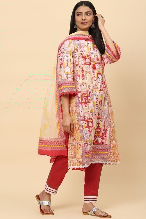 Indigo Cotton Straight Kurta Regular Pant Suit Set image number 6