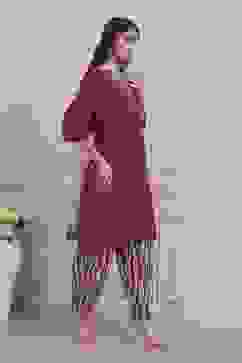 Purple Printed Straight Suit Set image number 5