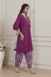 Purple Printed Straight Suit Set image number 5