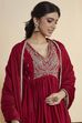 Red Cotton Anarkali Suit Set image number 1