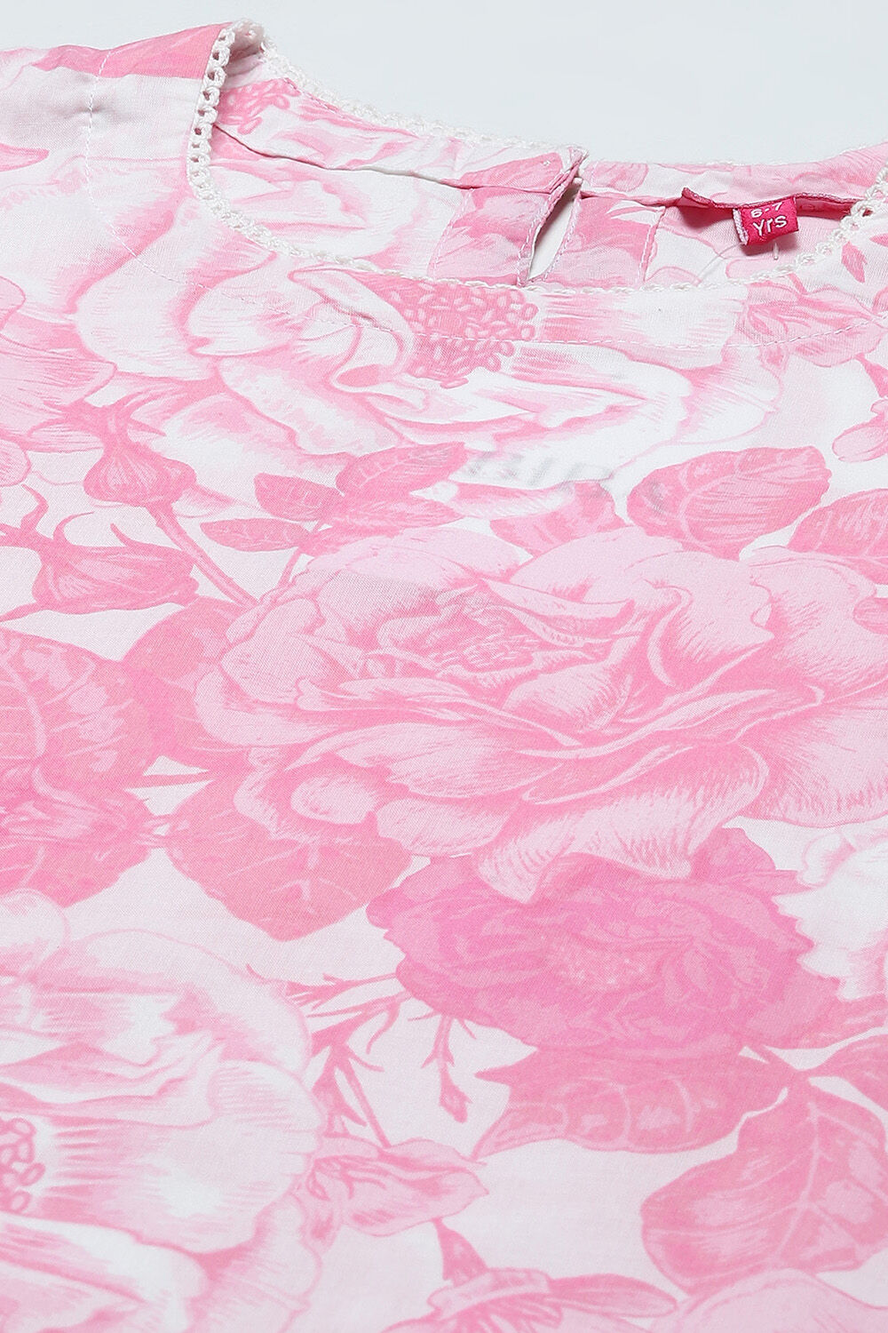 Pink White Cotton Floral Printed Kurta and Palazzo image number 1