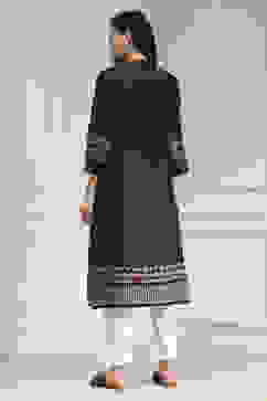 Black Printed Straight Kurta image number 3