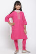 Pink Cotton Straight Kurta Churidar Suit Set image number 4