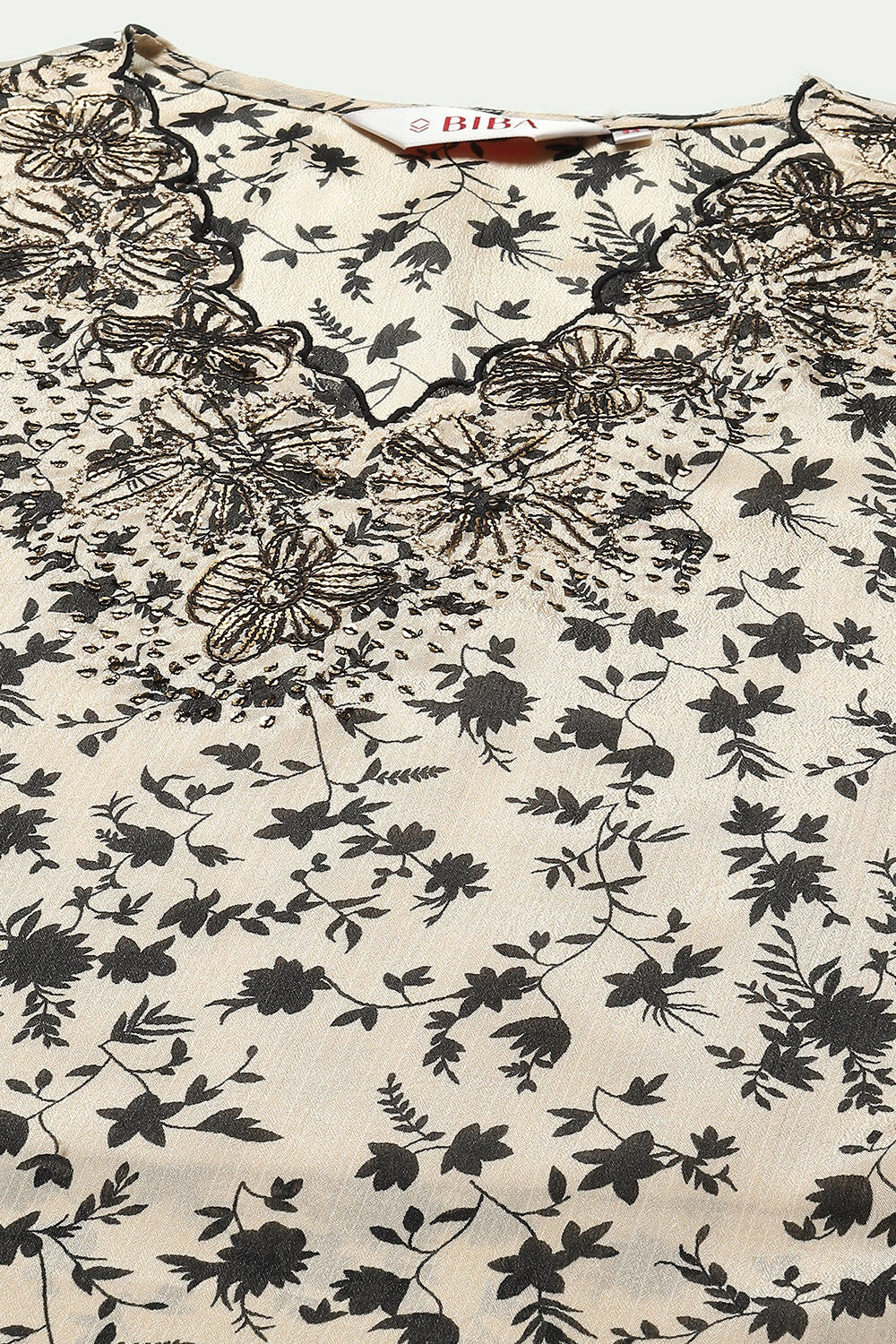 Beige Polyester Straight Printed Suit Set image number 2