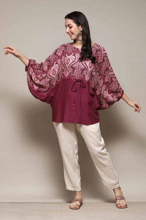 Olive Viscose Straight Printed Top image number 0