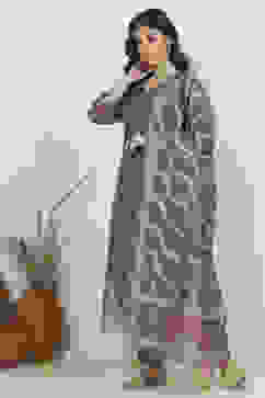 Lavender Chanderi Weave Unstitched Suit Set image number 4