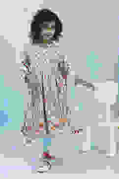 Sky Blue Cotton Floral Gathered Suit Set image number 0