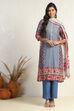 Blue Modal Geometric Printed Straight Suit Set image number 0