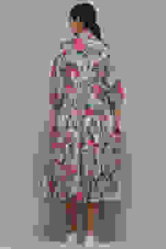 Ice Blue Cotton Tiered Dress image number 3