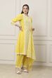 Yellow Cotton Floral Embroidered Straight Suit Set image number 5